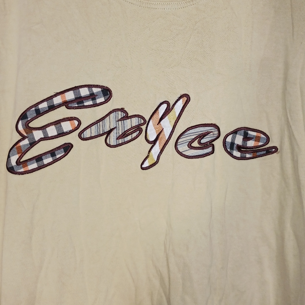 ENYCE Beige Round Neck Short Sleeve Embroidered Casual Shirt Unisex - Picture 3 of 9